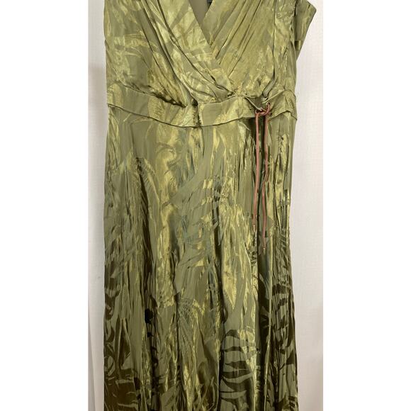 Lauren Ralph Lauren Palm Leaf Jacquard Sleeveless Dress Olive Green Size 16 NWT - Picture 5 of 13